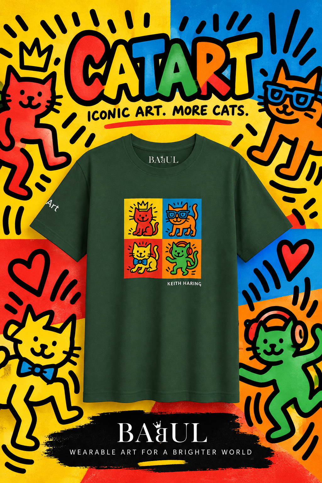 CATART colorful pop-art cat graphic T-shirt